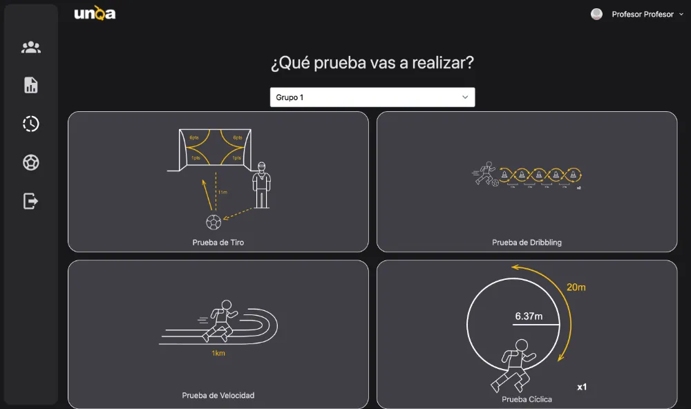 Selección de pruebas en la app de UNQA